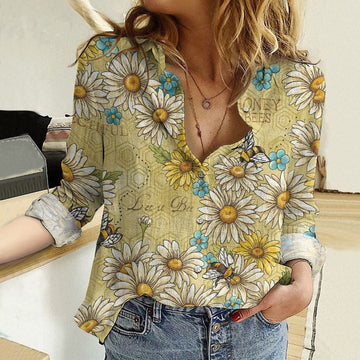 Unique Honey Bee Flower Casual Shirt