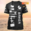 Uni Personalized Name Black Pastry Chef 2 Baking Tools Baking Pattern 3D Shirt [Non-Workwear]