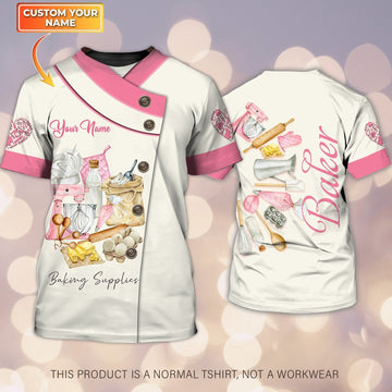 Uni Personalized Name Baking Supplies Uniform Baking Pattern 3D Shirt [Non-Workwear]