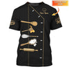 Uni Personalized Name Black And Gold Baking Uniform Pattern 3D Shirt [Non-Workwear]