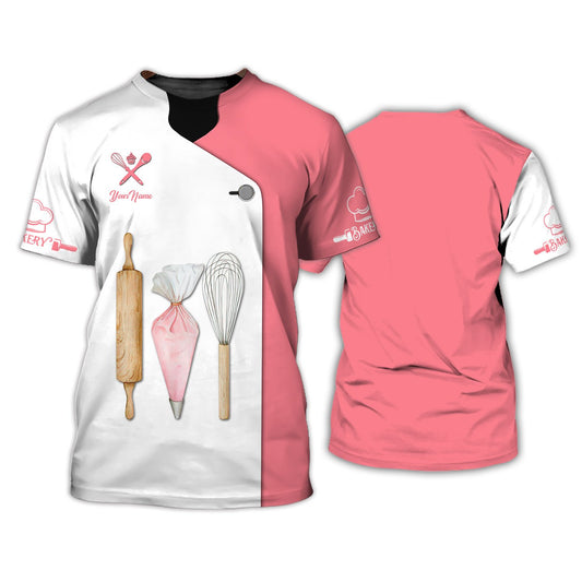 Uni Personalized Name Pastry Chef Baking Uniform Pattern 3D Shirt [Non-Workwear]