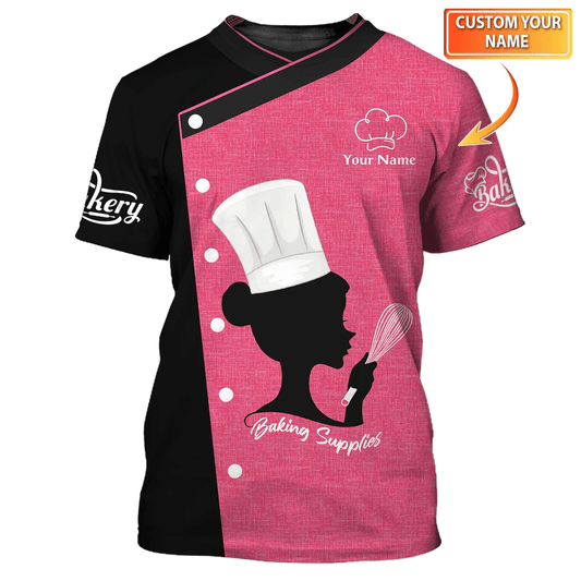 Uni Personalized Name Bakery Chef Baking Uniform Pattern 3D Shirt [Non-Workwear]