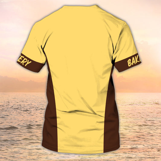 Uni Personalized Name Gold And Brown Baking Pattern 3D Shirt [Non-Workwear]