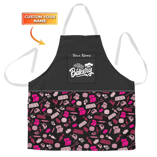 Uni Baker Uniform Pink Baking Tools Pattern Custom Name Apron
