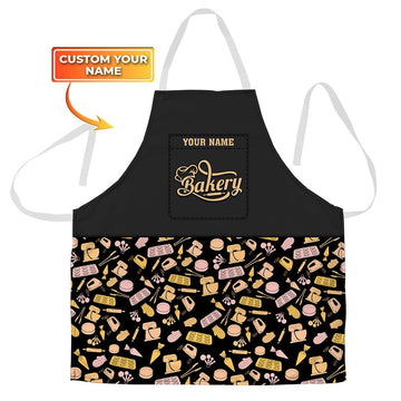 Uni Baker Uniform Yellow Pink Baking Tools Pattern Custom Name Apron