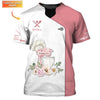 Uni Personalized Name Pink White Uniform Baking Pattern 3D Shirt [Non-Workwear]