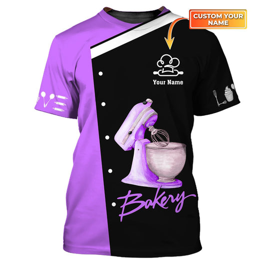 Uni Personalized Name Purple Baking Tools Baking Pattern 3D Shirt [Non-Workwear]