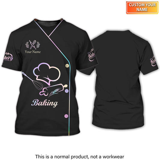 Uni Personalized Name Hologram Bakery Baking Uniform Pattern 3D Shirt [Non-Workwear]