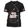 Uni Personalized Name Pink Silver Baking Uniform Pattern 3D Shirt [Non-Workwear]