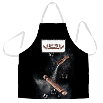 Uni Baker Uniform Black Baking Tools Pattern Custom Name Apron