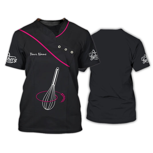 Uni Personalized Name Hot Pink Uniform Baking Pattern 3D Shirt [Non-Workwear]