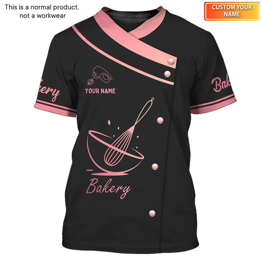 Uni Personalized Name Pastel Pink Baking Uniform Pattern 3D Shirt [Non-Workwear]