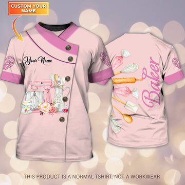 Uni Personalized Name Pink 2 Baking Tools Baking Pattern 3D Shirt [Non-Workwear]