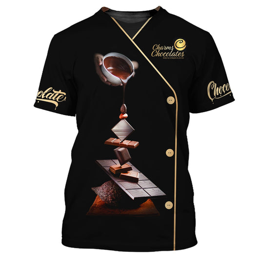 Uni Personalized Name Charm Chocolates Uniform Baking Pattern 3D Shirt [Non-Workwear]