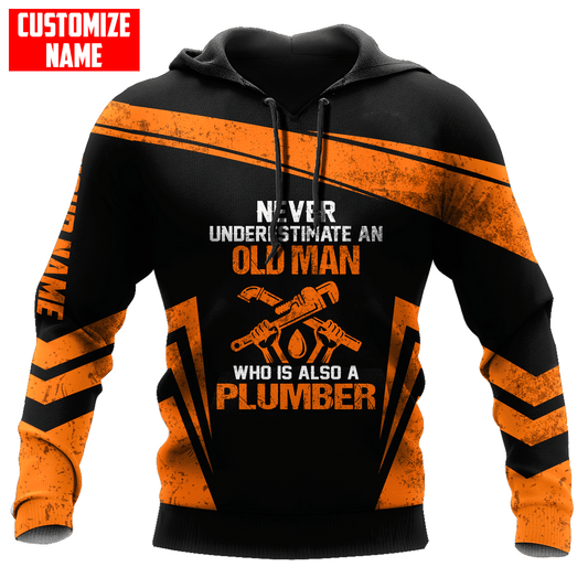 UniJames Customized Name Unisex Shirts For Plumber Never Underestimate An Old Man