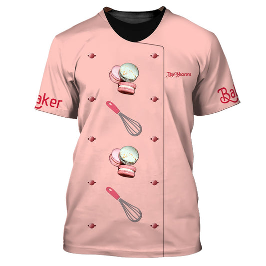 Uni Personalized Name Luxury Pink Baking Uniform Pattern 3D Shirt [Non-Workwear]