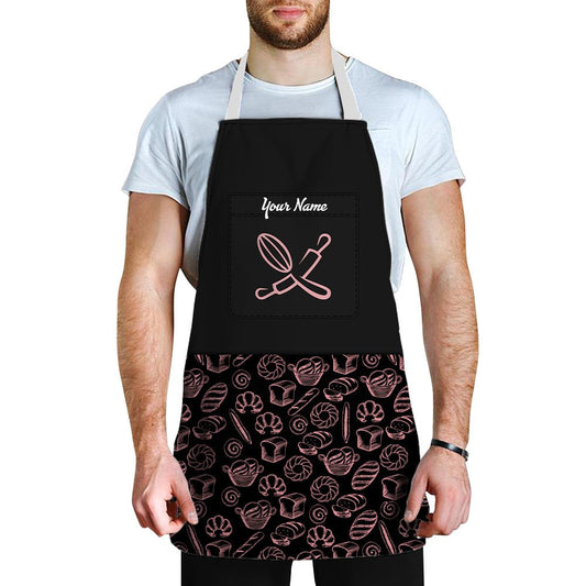 Uni Baker Uniform Blur Pink Baking Tools Pattern Custom Name Apron