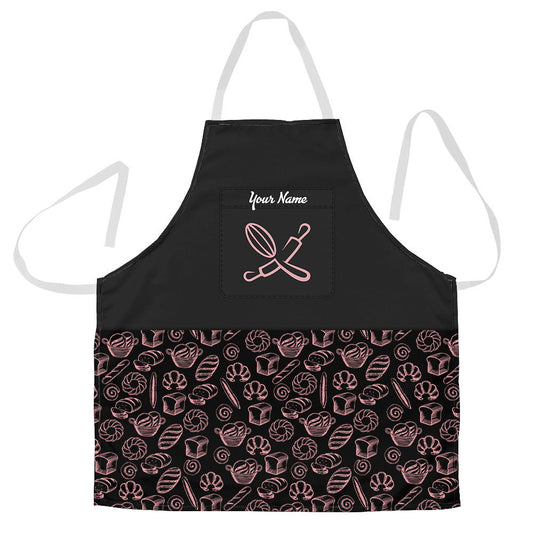 Uni Baker Uniform Blur Pink Baking Tools Pattern Custom Name Apron