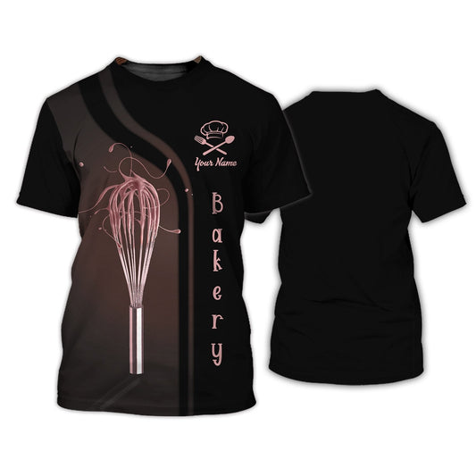 Uni Personalized Name Pink Rose Uniform Baking Pattern 3D Shirt [Non-Workwear]