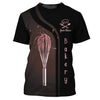 Uni Personalized Name Pink Rose Uniform Baking Pattern 3D Shirt [Non-Workwear]