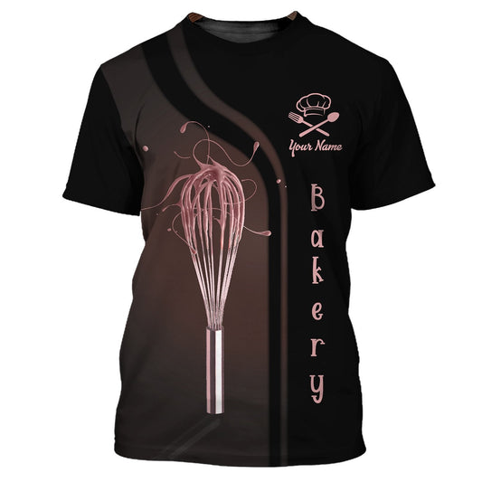 Uni Personalized Name Pink Rose Uniform Baking Pattern 3D Shirt [Non-Workwear]