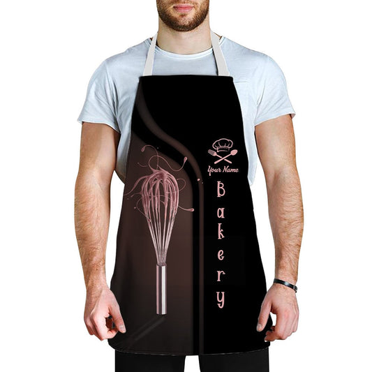 Uni Baker Uniform Pink Rose Baking Tools Pattern Custom Name Apron