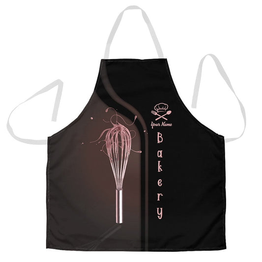 Uni Baker Uniform Pink Rose Baking Tools Pattern Custom Name Apron