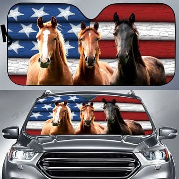 Uni Horse United States Flag All Over Printed 3D Sun Shade