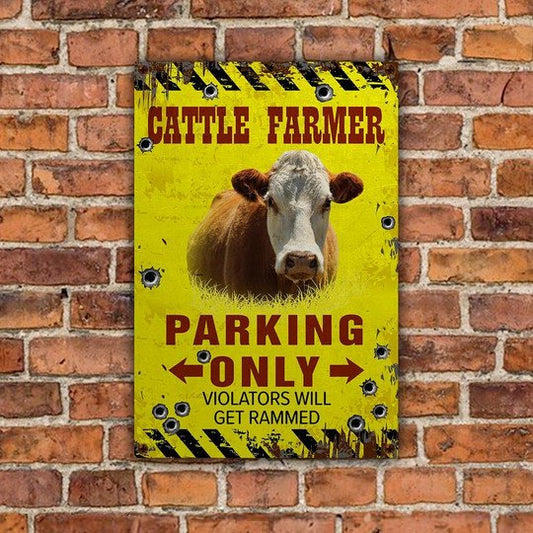 uni Hereford Farmer Parking Only Violators Will Get Plucked All Printed 3D Metal Sign