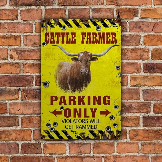 uni TX Longhorn Farmer Parking Only Violators Will Get Plucked All Printed 3D Metal Sign