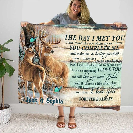 Uni Personalized The Day I Met You Deer Blanket