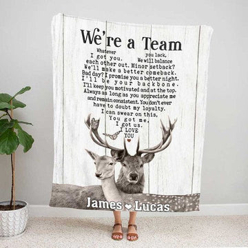 Uni Personalized We're A Team Deer Blanket