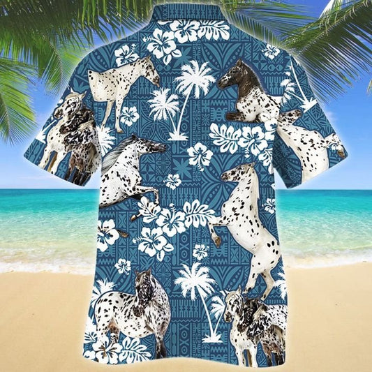 Unique Appaloosa Horse Blue Tribal Hawaiian Shirt