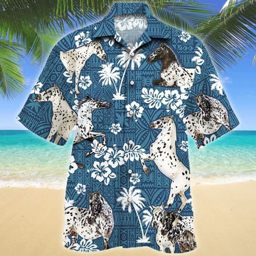 Unique Appaloosa Horse Blue Tribal Hawaiian Shirt