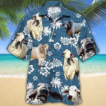 Unique Brahman Blue Tribal Hawaiian Shirt