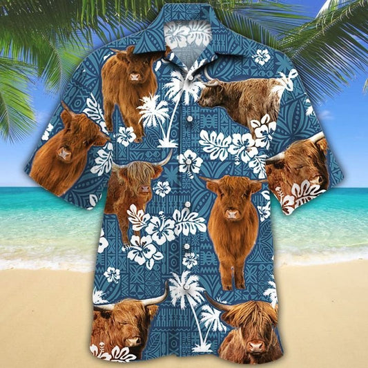 Unique Highland Blue Tribal Hawaiian Shirt