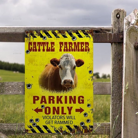 uni Hereford Farmer Parking Only Violators Will Get Plucked All Printed 3D Metal Sign
