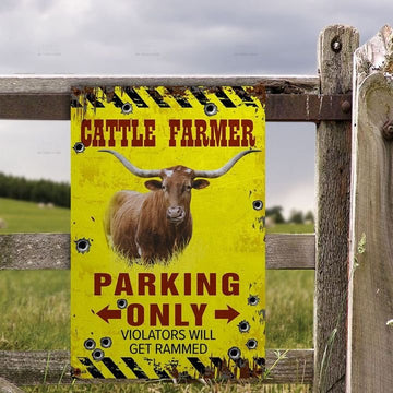 uni TX Longhorn Farmer Parking Only Violators Will Get Plucked All Printed 3D Metal Sign