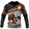 Uni Personalized Name Bull Riding Steer Wrestling 3D Hoodie