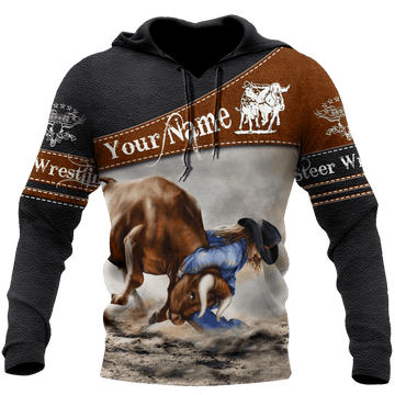 Uni Personalized Name Bull Riding Steer Wrestling 3D Hoodie
