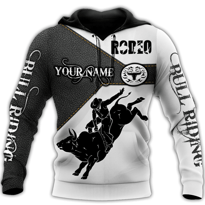 Uni Personalized Name Bull Riding Black Rodeo 3D Hoodie – UniJames