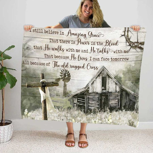 Uni Dandelion Field, I Still Believe In Amazing Grace Jesus Farmhouse Blanket