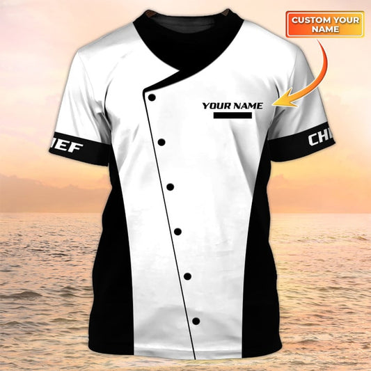 Unijames Chef Cook Custom Name Chef White 3D Shirt