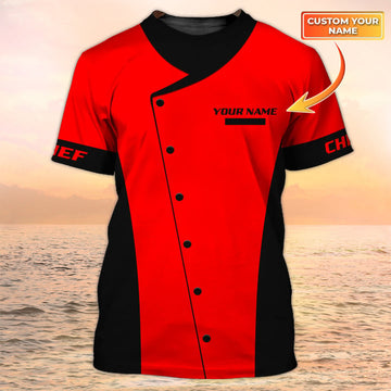 Unijames Chef Cook Custom Name Chef Knives Red 3D Shirt