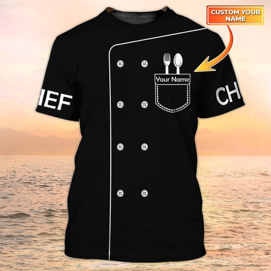 Unijames Chef Cook Custom Name Chef Knives Black 3D Shirt
