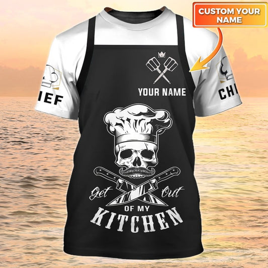Unijames Skull Chef Custom Name Apron Pattern 3D Shirt
