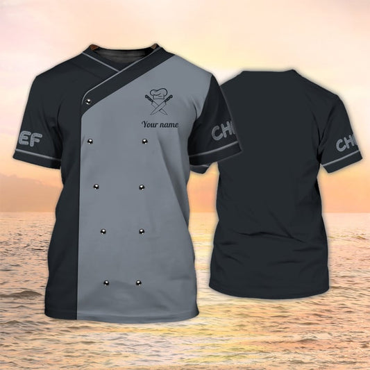 Unijames Chef Custom Name Black Grey 3D Shirt