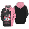 UniJames Personalized Nurse Shirt ? 'Nurse Life' with Medical Motif in Pink and Black