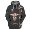 UniJames Personalized Nurse Shirt ? Floral Caduceus with Angelic Wings Design
