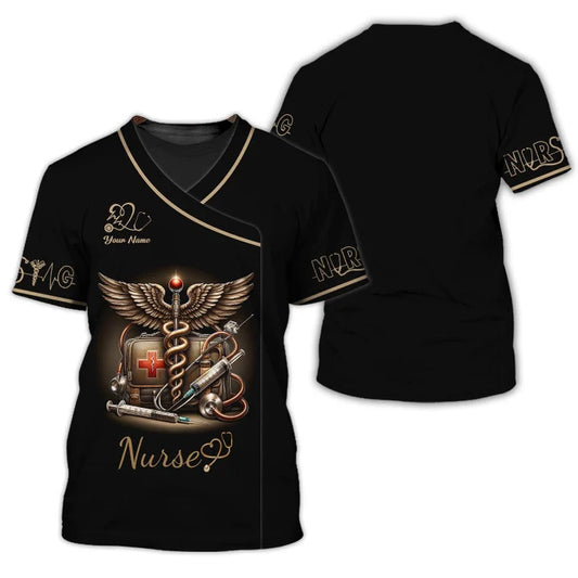 UniJames Personalized Nurse Shirt - Classic Medical Symbols Design for Healthcare Professionals